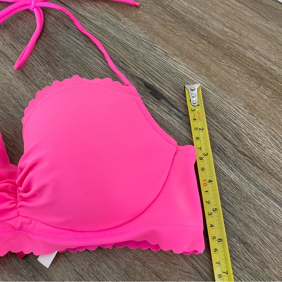 Victoria’s Secret Womens Halter Bra Hot Pink Push Up Scalloped Back Hook 36B - Picture 8 of 11